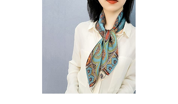 Amazon.co.jp: 女性のスカーフ、シルクの小さな正方形の女性の薄い